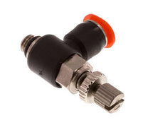 Durchflussregelung Schalldämpfer Meter-In-Winkelstück 4 mm - M5 Messing/PBT