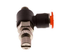 Durchflussregelung Schalldämpfer Meter-In-Winkelstück 4 mm - M5 Messing/PBT