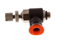 Durchflussregelung Schalldämpfer Meter-In-Winkelstück 4 mm - M5 Messing/PBT