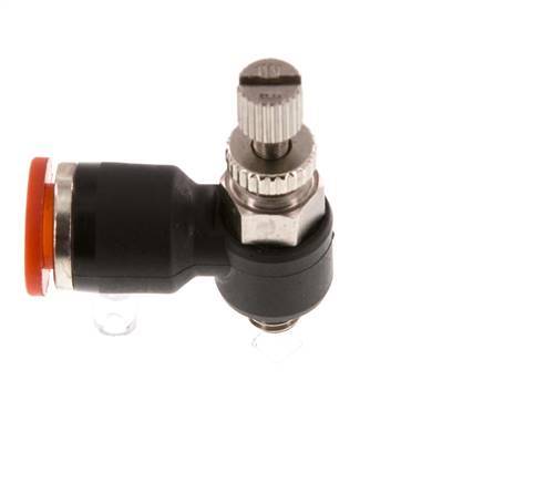 Durchflussregelung Schalldämpfer Meter-In Winkel 6 mm - M5 Messing/PA 66