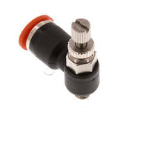 Durchflussregelung Schalldämpfer Meter-In Winkel 6 mm - M5 Messing/PA 66