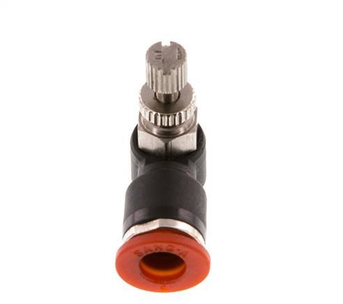 Durchflussregelung Schalldämpfer Meter-In Winkel 6 mm - M5 Messing/PA 66