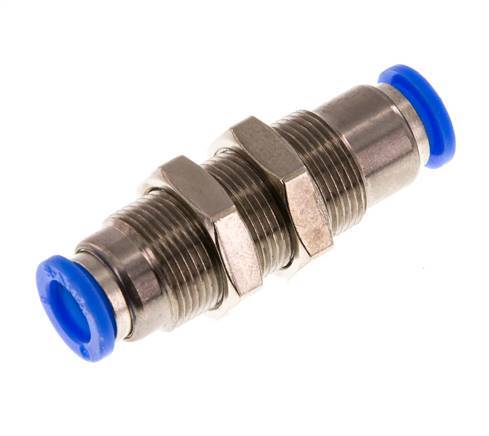 Steckverschraubung 8mm selbstsichernd Messing/PBT Bulkhead 0-10bar (0-145psi)