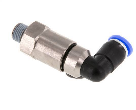 6mm & R1/8'' Winkel Schnell-Drehgelenk Einsteck-Außengewinde Vernickeltes Messing/PBT NBR Drehbar
