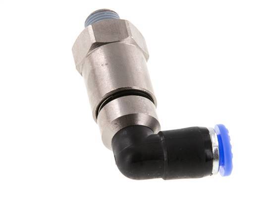 6mm & R1/8'' Winkel Schnell-Drehgelenk Einsteck-Außengewinde Vernickeltes Messing/PBT NBR Drehbar