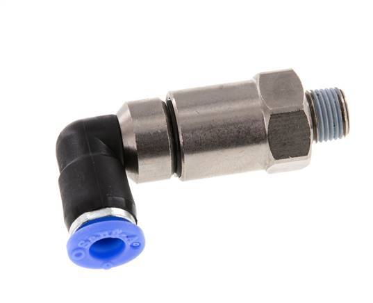 6mm & R1/8'' Winkel Schnell-Drehgelenk Einsteck-Außengewinde Vernickeltes Messing/PBT NBR Drehbar