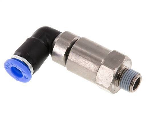 6mm & R1/8'' Winkel Schnell-Drehgelenk Einsteck-Außengewinde Vernickeltes Messing/PBT NBR Drehbar