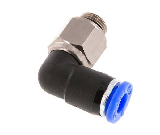 6mm & G1/8'' Ellbogen-Drehgelenk Einsteck-Außengewinde Vernickeltes Messing/PBT NBR Drehbar