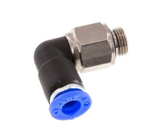 6mm & G1/8'' Ellbogen-Drehgelenk Einsteck-Außengewinde Vernickeltes Messing/PBT NBR Drehbar