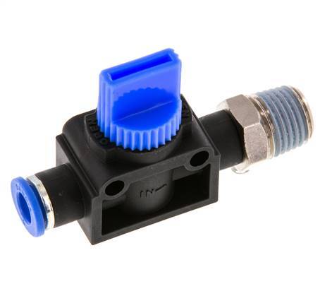 3/2-Way Shut-Off Hand Valve 6 mm - R1/4'' Plastic/Brass Thread-side venting