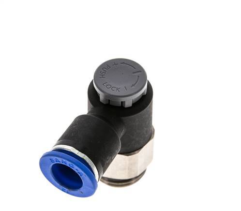 Durchflussregelventil Abgangswinkel 12 mm - G1/2'' Messing/PA 66 Sicherungsmutter