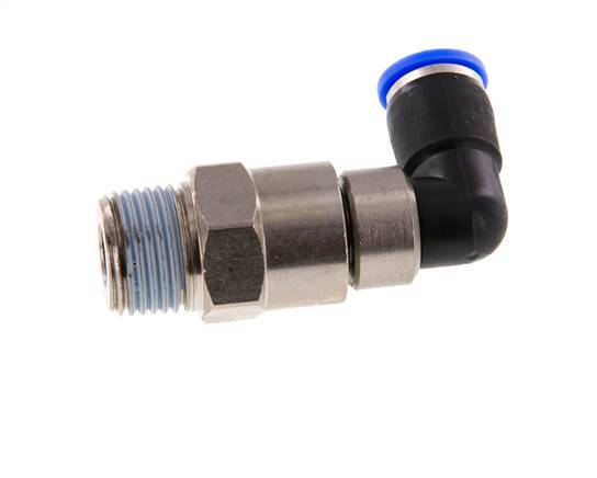 10mm & R1/2'' Ellbogen Schnelldrehgelenk Einsteck-Außengewinde Vernickeltes Messing/PBT NBR Drehbar