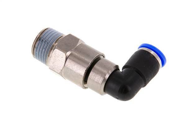 10mm & R1/2'' Ellbogen Schnelldrehgelenk Einsteck-Außengewinde Vernickeltes Messing/PBT NBR Drehbar