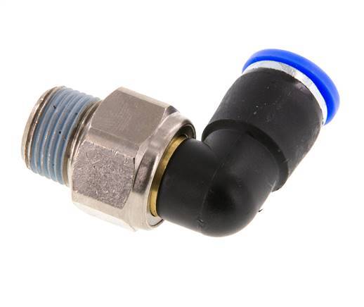 10mm & R3/8'' Elbow Swivel Joint Push-In-Male Threads Nickel-Plated Brass/PBT NBR Rotatable