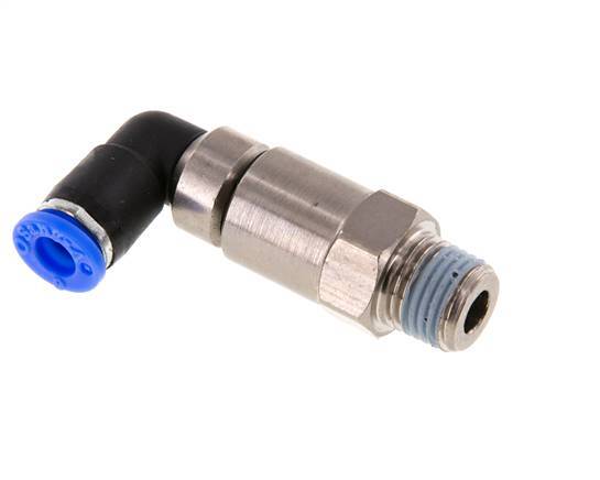 6mm & R1/4'' Ellbogen Schnelldrehgelenk Einsteck-Außengewinde Vernickeltes Messing/PBT NBR Drehbar