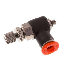 Durchflussregelung Schalldämpfer Meter-In-Winkelstück 4 mm - M3 Messing/PBT