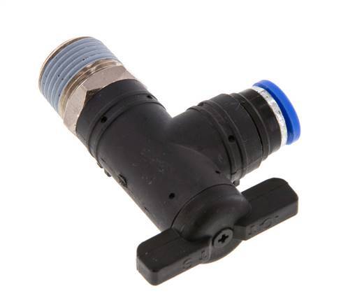 2-Wege-Kugelhahn mit Winkel 8 mm - R3/8'' Kunststoff/Messing