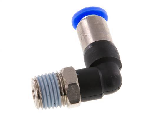 Steckverschraubung 6mm & R1/4'' männlich Selbstsichernder Winkel Messing/PBT 0-10bar (0-145psi) [2 Stück]