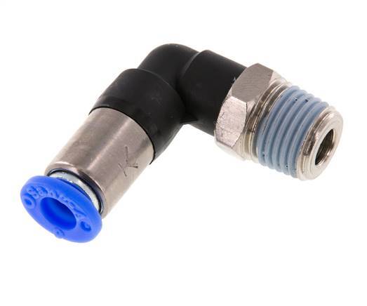 Steckverschraubung 6mm & R1/4'' männlich Selbstsichernder Winkel Messing/PBT 0-10bar (0-145psi) [2 Stück]