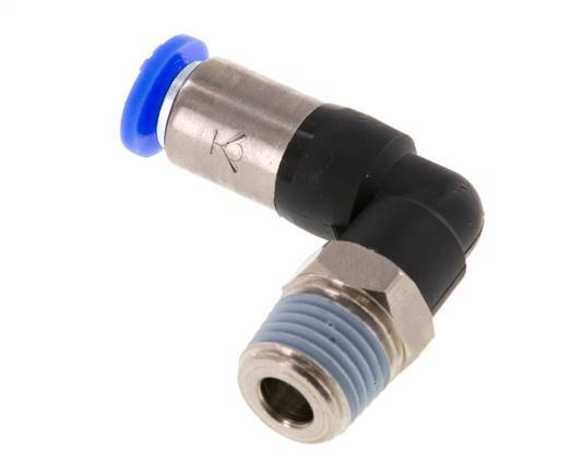Steckverschraubung 6mm & R1/4'' männlich Selbstsichernder Winkel Messing/PBT 0-10bar (0-145psi) [2 Stück]