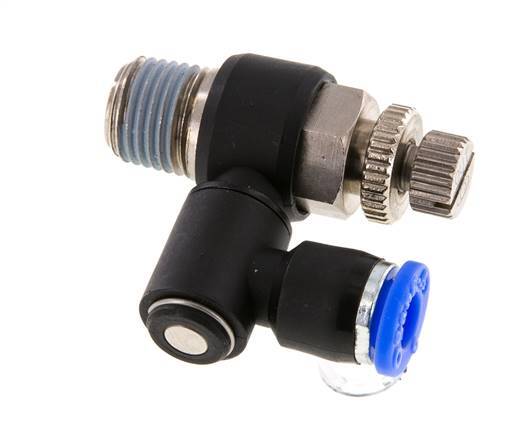 Durchflussregelung Schalldämpfer Meter-Out drehbar 6 mm - R1/4'' Messing/PA 66