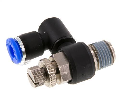 Durchflussregelung Schalldämpfer Meter-Out drehbar 6 mm - R1/4'' Messing/PA 66