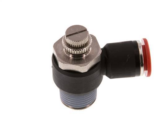 Durchflussregelung Schalldämpfer Meter-In Winkel 12 mm - R1/2'' Messing/PA 66