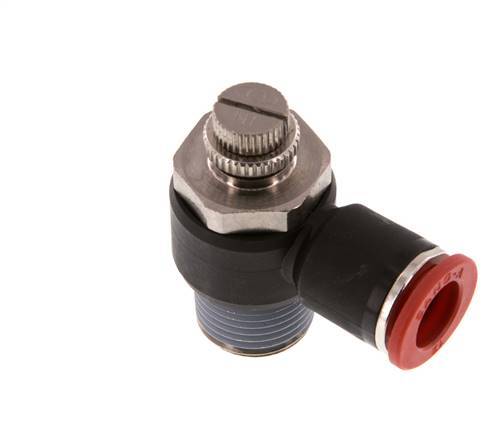 Durchflussregelung Schalldämpfer Meter-In Winkel 12 mm - R1/2'' Messing/PA 66