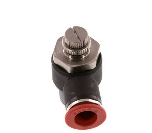 Durchflussregelung Schalldämpfer Meter-In Winkel 12 mm - R1/2'' Messing/PA 66