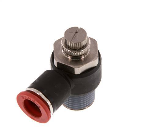 Durchflussregelung Schalldämpfer Meter-In Winkel 12 mm - R1/2'' Messing/PA 66