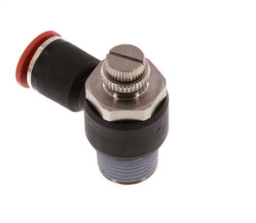 Durchflussregelung Schalldämpfer Meter-In Winkel 12 mm - R1/2'' Messing/PA 66