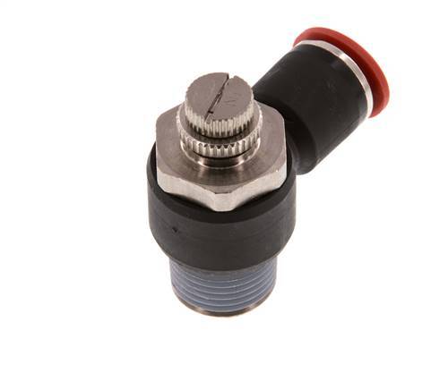 Durchflussregelung Schalldämpfer Meter-In Winkel 12 mm - R1/2'' Messing/PA 66