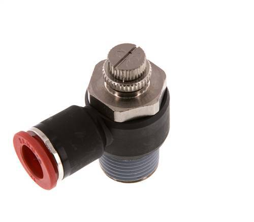 Durchflussregelung Schalldämpfer Meter-In Winkel 12 mm - R1/2'' Messing/PA 66