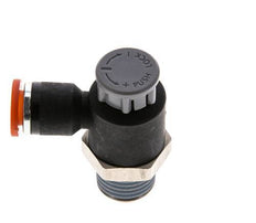 Durchflussregelventil Meter-In-Winkelstück 6 mm - R1/4'' Messing/PA 66 Sicherungsmutter
