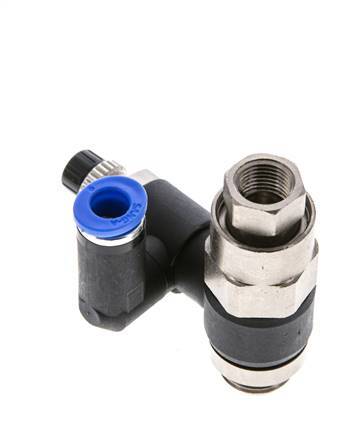 Flow Control Silencer Meter-Out Rotatable 6 mm - G1/4''-G1/8'' Brass/PA 66 with Pilot Operated Check Valve
