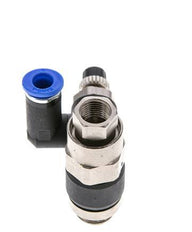 Durchflussregelungs-Schalldämpfer - drehbar 6 mm - G1/4''-G1/8'' Messing/PA 66 mit vorgesteuertem Rückschlagventil