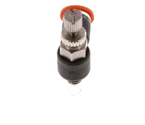 Durchflussregelung Schalldämpfer Meter-In Winkel 4 mm - M5 Messing/PA 66