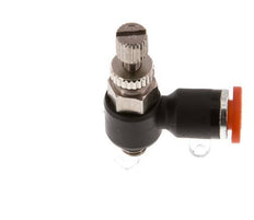 Durchflussregelung Schalldämpfer Meter-In Winkel 4 mm - M5 Messing/PA 66