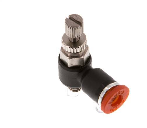 Durchflussregelung Schalldämpfer Meter-In Winkel 4 mm - M5 Messing/PA 66