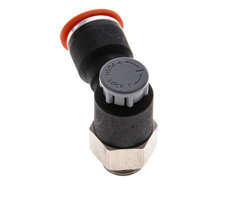 Durchflussregelventil Meter-In-Winkelstück 10 mm - G1/4'' Messing/PA 66 Sicherungsmutter