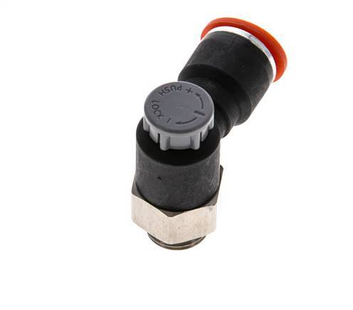 Durchflussregelventil Meter-In-Winkelstück 10 mm - G1/4'' Messing/PA 66 Sicherungsmutter