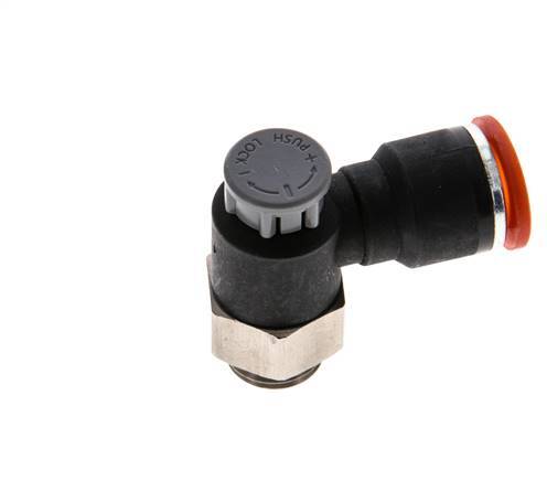 Durchflussregelventil Meter-In-Winkelstück 10 mm - G1/4'' Messing/PA 66 Sicherungsmutter