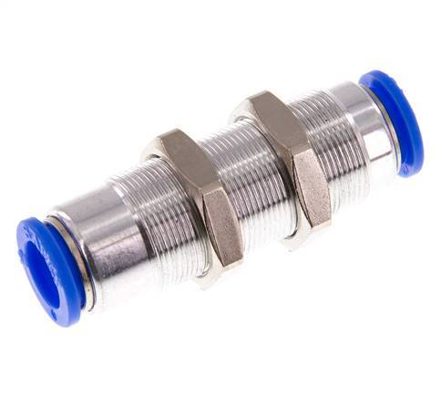 Push-In Fitting 12mm Auto Shut-Off Brass/PBT Bulkhead 0-10bar (0-145psi)