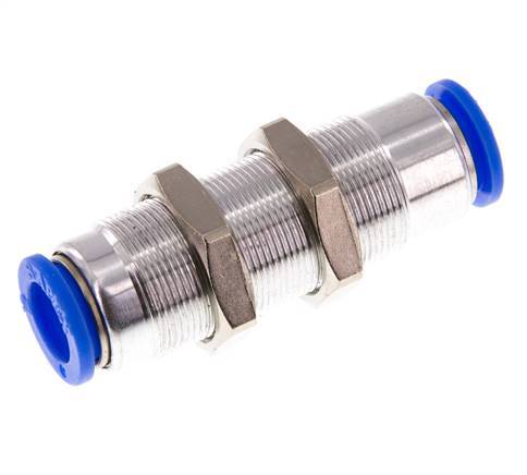 Steckverschraubung 12mm selbstsichernd Messing/PBT Bulkhead 0-10bar (0-145psi)
