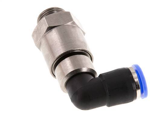 10mm & G3/8'' Ellbogen Schnelldrehgelenk Einsteck-Außengewinde Vernickeltes Messing/PBT NBR Drehbar