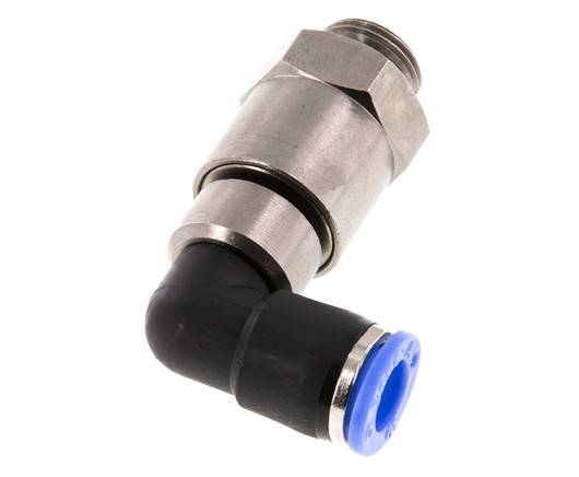 10mm & G3/8'' Ellbogen Schnelldrehgelenk Einsteck-Außengewinde Vernickeltes Messing/PBT NBR Drehbar