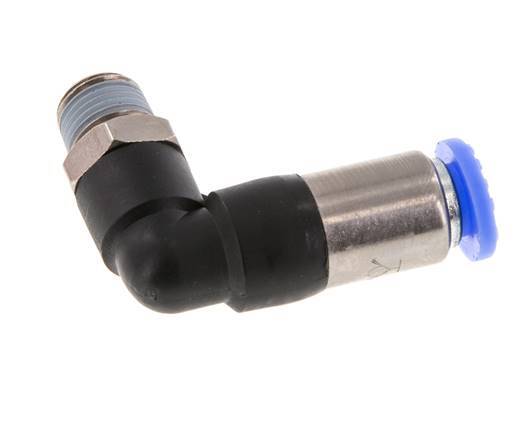 Steckverschraubung 6mm & R1/8'' männlich Selbstsichernder Winkel Messing/PBT 0-10bar (0-145psi) [2 Stück]