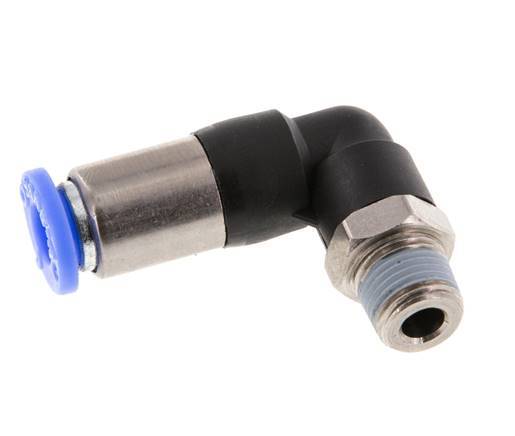 Steckverschraubung 6mm & R1/8'' männlich Selbstsichernder Winkel Messing/PBT 0-10bar (0-145psi) [2 Stück]