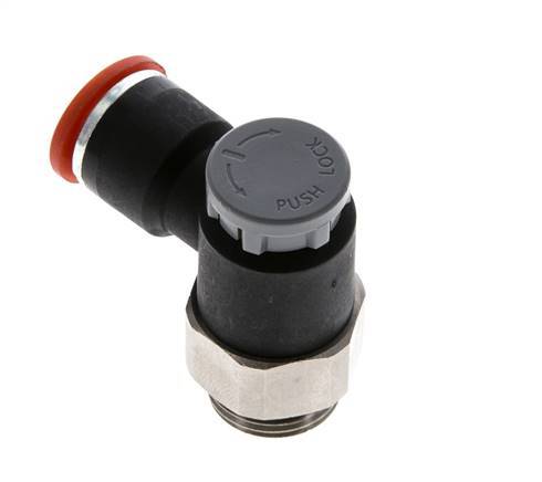 Durchflussregelventil Meter-In-Winkelstück 10 mm - G3/8'' Messing/PA 66 Sicherungsmutter
