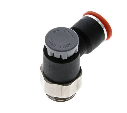 Durchflussregelventil Meter-In-Winkelstück 10 mm - G3/8'' Messing/PA 66 Sicherungsmutter